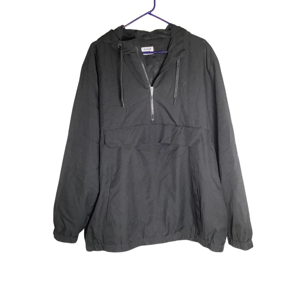 Hurley Men's XL Black Half Zip Anorak Hoodie Pullover Jacket Streetwear HR12-21